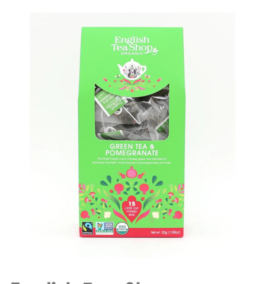 English Tea Shop Organic Green Tea & PomegranateTea (15 Pyramids)