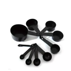 10x Plastic Measuring Spoons Cups and for Baking Tea Coffee Kitchen Weighing Black