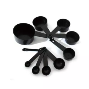 10x Plastic Measuring Spoons Cups and for Baking Tea Coffee Kitchen Weighing Black